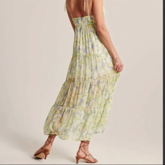 Abercrombie & Fitch floral maxi midi slip spring/summer dress - Picture 2 of 4